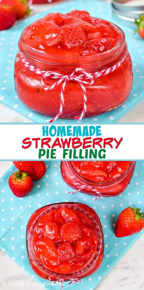 Homemade Strawberry Pie Filling, Homemade Strawberry Pie, Strawberry Cake Filling, Fruit Pie Filling, Strawberry Pie Filling, Pie Filling Recipes, Pastry Pie, Fruit Filling, Fruit Pie