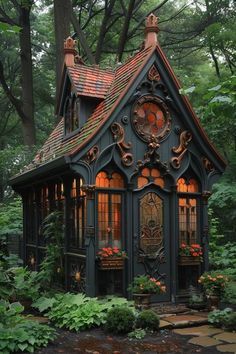 Witch House Aesthetic, Victorian Punk, Halloween Fanart, Witchy Cottage, Garden Shed Ideas, Fairytale Houses, Witchy House, Shed Ideas, Fairytale House