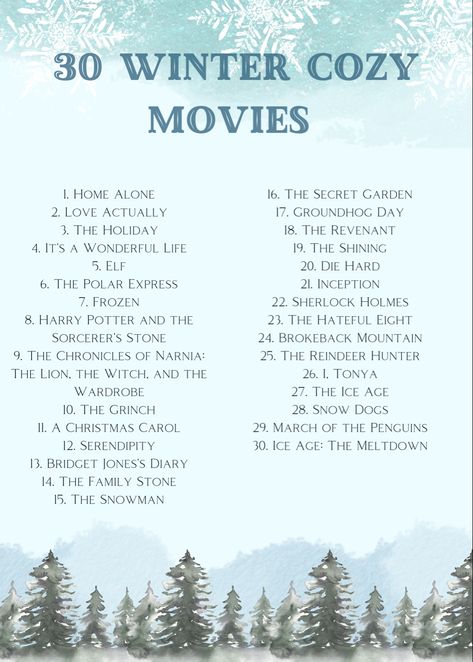 January Movie List, Cozy Movies, Winter Movies, Movies Christmas, Christmas Movies List, Movie Lists, Xmas Movies, Movie To Watch List, Christmas Dreaming