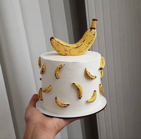 Cake With Food Theme, Banana Themed Birthday Cake, Banana Themed Cake, Banana Shaped Cake, Banana First Birthday Party, Banana Theme Cake, Banana Birthday Theme, Banana Cake Design, Banana Cake Decoration