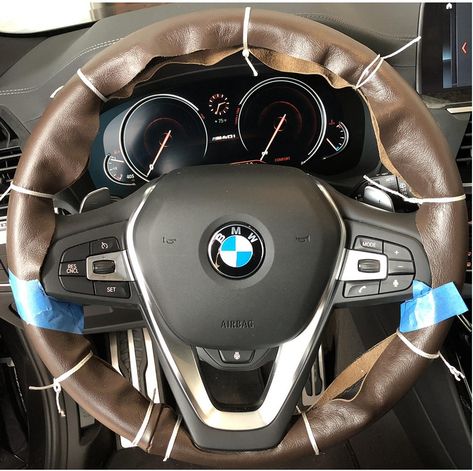 Diy Leather Steering Wheel Cover, Diy Steering Wheel Cover, Steering Wheel Cover Diy, Bmw E87, Leather Steering Wheel Cover, Ford Trucks F150, Leather Steering Wheel, Car Upholstery, Car Steering Wheel Cover