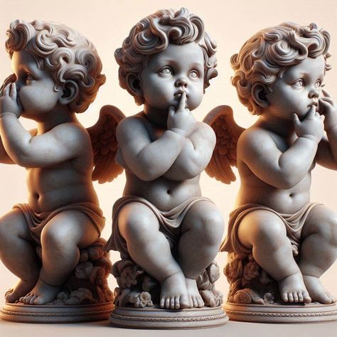 Evil Cherub, Baby Angel Statue, Cherubim Angels, Angel Sculpture Art, Baby Angel Tattoo, Cherub Statue, Sugar Skull Artwork, Cherub Sculpture, Cherub Tattoo