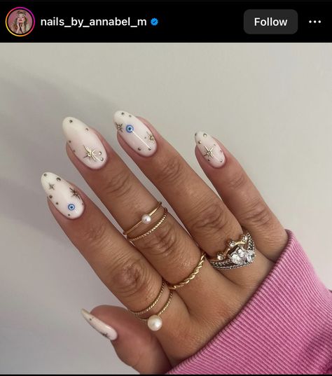 Coachella Nails, Evil Eye Nails, Autumn Winter 2022, Milky Nails, Summery Nails, Recipes Christmas, Nail Jewelry, Oval Nails, Makeup Photography