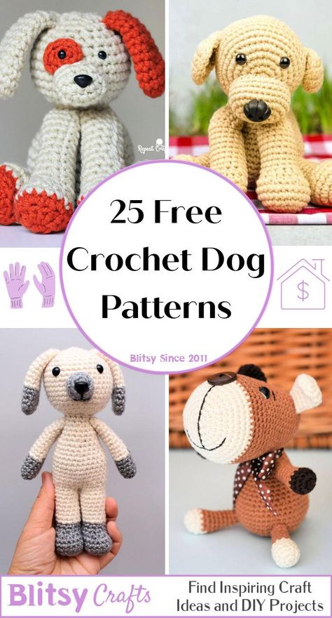 25 Free Crochet Dog Patterns (Amigurumi Dog Pattern) Free Crochet Dog Patterns, Amigurumi Dog Pattern, Dog Patterns, Amigurumi Dog, Crochet Best, Crochet Dog Patterns, Crochet Decrease, Dog Stuffed Animal, Learn How To Crochet