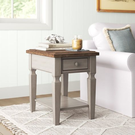 Sand & Stable Bonas Solid Wood End Table with Storage & Reviews | Wayfair Small End Tables Living Rooms, Small End Tables, End Table With Storage, White Side Tables, Living Room End Tables, Wood End Tables, Table With Storage, End Tables With Storage, Small Drawers