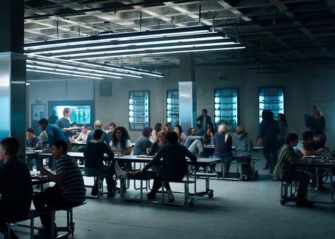 So this was the new cafeteria? It looked like something out of the weapons division. The old fluorescent lights were gone. The microwave, too. Although I guess they wouldn't bother getting a new one after I blew the last one up. In its entirety, the cafeteria was dark. Moody. Atmospheric. It suited the Council's evil way perfectly. Dystopian Aesthetic, Dystopian Books, Maze Runner Series, Tahereh Mafi, The Maze Runner, Shatter Me Series, Shatter Me, Aaron Warner, The Darkest Minds