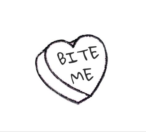 Random Easy Tattoos, Beginner Friendly Tattoo Designs, Eat Me Candy Heart Tattoo, Tattoos For Brokenhearted, Love Heart Candy Tattoo, It's Fine Tattoo, Tattoo Ideas For Beginner Artists, Whimsical Tattoo Designs, Easy Tattoo Stencils For Beginners