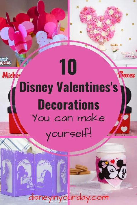 10 Disney Valentine's Day crafts to make yourself - looking for some simple but beautiful Valentine's Day crafts inspired by Disney? Great options for DIY for kids and adults. And if you're looking for Disney Valentine's Day decorations a lot of these are great to decorate your house too! Disney Valentines Day, Minnie Mouse Valentines, Disney Diy Crafts, Valentine Garland, Valentine Table Decorations, Valentine's Day Crafts, Disney Valentines, Valentine Day Boxes, Diy Valentines Decorations