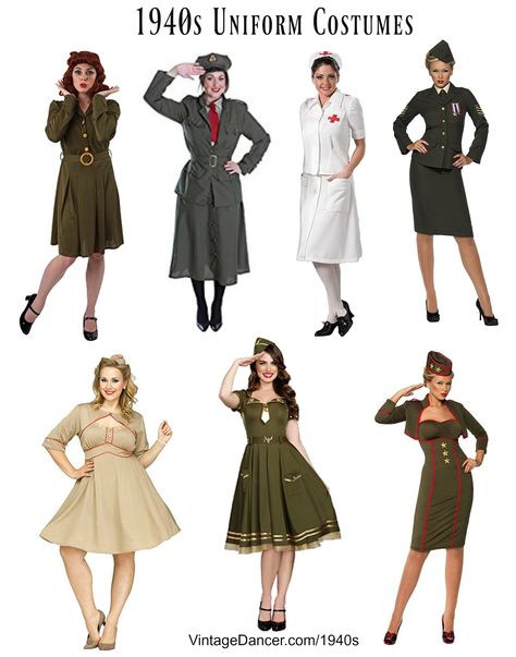 1940s WWII Uniform costumes - WAC, WAVES, Nurse, Army, Navy etc Halloween Costumes 1940s Fancy Dress, 40s Costume, 1940s Party, 1940s Costume, 40s Outfits, Mash 4077, 1940s Women, Halloween Parejas, 1940s Outfits