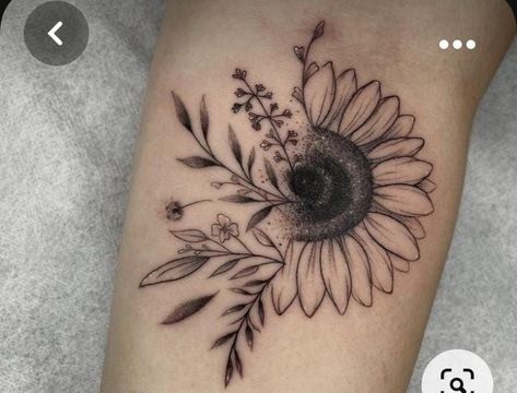 Half Sunflower Tattoo, Tattoo Bicep, Sister Tat, Unique Butterfly Tattoos, Arm Sleeve Tattoos For Women, Daisy Tattoo, Tattoo Now, Bff Tattoos, Sun Tattoos