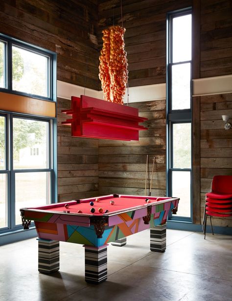 See More of This Rodman Primack-Designed Getaway | Architectural Digest Rodman Primack, Louisville Kentucky Restaurants, Diy Pool Table, Custom Pool Tables, Memphis Group, Pool Table Room, Boxing Ring, Pool Cabana, Arts And Crafts House