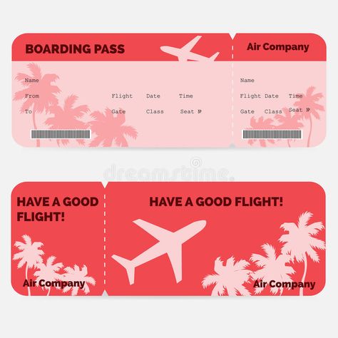 Airline boarding pass. Red ticket isolated on vector illustration Have A Good Flight, Red Ticket, Ticket Template Free, Airplane Ticket, Boarding Pass Template, E Ticket, Plane Ticket, Crochet Baby Shoes Pattern, Ticket Design