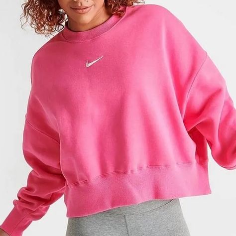 Nike ‘Phoenix’ Sweatshirt Is Made From Cotton-Blend Jersey That’s Backed In Cozy Fleece. It’s Designed For A Relaxed Oversized Fit And Embroidered With The Brand’s Signature ‘Swoosh’ Logo On The Chest. Wear Yours With Leggings Or Joggers. Fits Oversized And Boxy Cropped Length Mid-Weight, Slightly Stretchy Fabric Made In Pakistan Hot Pink With White Nike Symbol 80% Cotton, 20% Polyester Machine Wash Article/Style Dj7665-684 Tags: Nike, Phoenix, Sweaters, Nikesweater, Sweatshirt Nike Cropped Hoodie, Nike Crewneck, Cropped Crewneck, Nike Fleece, Nike Zip Up, Oversized Crewneck, Pink Nike, Nike Sweatshirts, Workout Sweatshirt