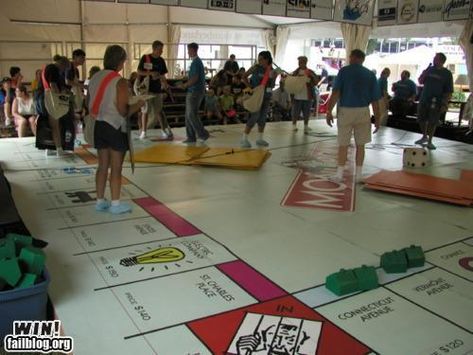 Life size Monopoly game. Love monoploy Jumbo Games, Life Size Games, Monopoly Party, Giant Games, Monopoly Game, Relay For Life, Game Themes, Student Council, Backyard Games