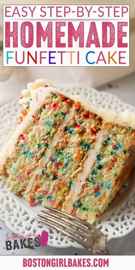 Funfetti Cake Mix Recipes, Homemade Funfetti Cake, Funfetti Cake Recipe, Funfetti Cake Mix, Birthday Cake Decorating Ideas, Cake Decorating Ideas, Cake Recipes From Scratch, Funfetti Cake, Homemade Cake Recipes