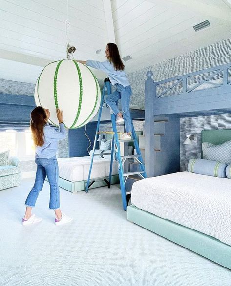 Lake House Bunk Rooms, Light Rugs, Collins Interiors, Bed Layout, Rugs For Kids, Shared Girls Room, Bunk Beds Built In, Built In Bunks, Bedroom Colour Palette