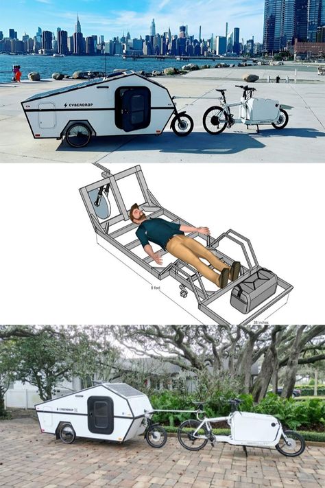 Cyberdrop ebike trailer embraces the Cybertruck essence Electric Bike Accessories, Bike Accessories Diy, Camping Gear Trailer, Bike Camper, Bicycle Cargo Trailer, Bike Trailer Hitch, Bike Trailers, Bicycle Trailers, Electric Bike Diy