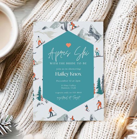 Après Ski Bridal Shower Invitation, editable template, vintage skiing, winter, slopes, couples shower, ski lodge, instant download, 5x7 Apres Ski Party Invitation, Vintage Ski Lodge, Vintage Skiing, Ski Vintage, Winter Bridal Showers, Ski Lodge, Invitation Baby Shower, Vintage Ski, Couple Shower