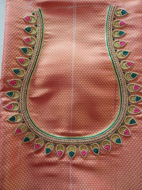 Arya Work, Magam Work Designs, Silk Saree Blouse Designs Patterns, Mirror Work Blouse Design, Hand Work Design, Latest Blouse Designs Pattern, Simple Rangoli Border Designs, Birds Embroidery Designs, Hand Beaded Embroidery