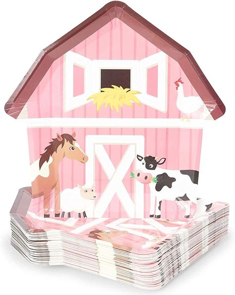 Farm Animal Birthday Party, Farm Party Decorations, Birthday Party Plates, Farm Themed Party, Barnyard Birthday Party, Farm Animals Birthday Party, Farm Themed Birthday Party, Barnyard Party, Cow Birthday