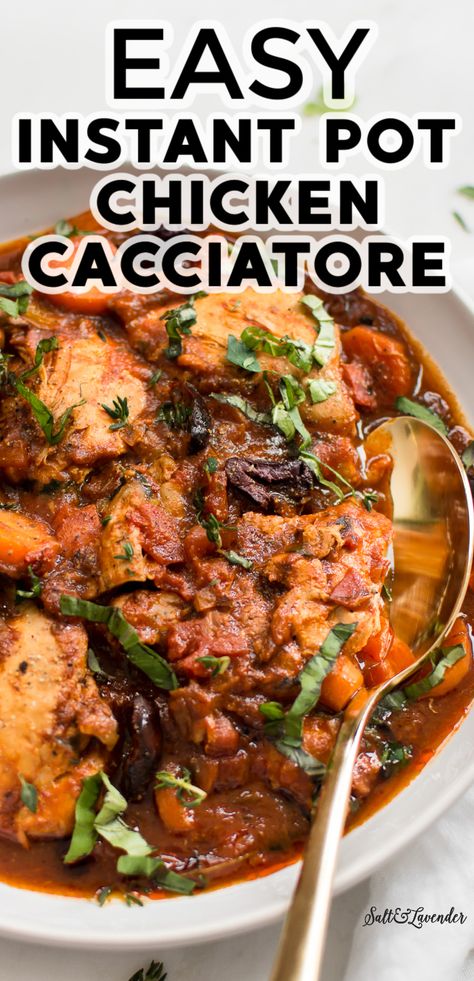 Instant Pot Chicken Cacciatore Recipe, Instant Pot Chicken Cacciatore, Pressure Cooking Chicken, Cacciatore Recipes, Chicken Cacciatore Recipe, Italian Comfort Food, Pressure Cooker Chicken, Chicken Cacciatore, Rustic Italian