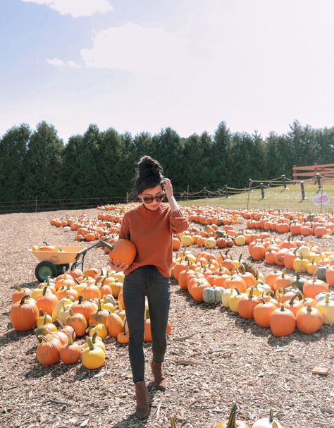 Pumpkin Patch Photoshoot, Pumpkin Patch Pictures, Holiday Outfits Women, Farm Clothes, Pumpkin Patch Outfit, Extra Petite, Top Knot Hairstyles, Pumpkin Farm, Pumpkin Picking