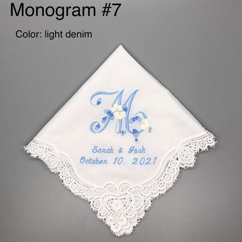 Handkerchief Code, Embroidered Handkerchief Wedding, Wedding Hankies, Wedding Handkerchief, Embroidered Monogram, Embroidered Wedding, Monogram Design, White Gift Boxes, Father Of The Bride