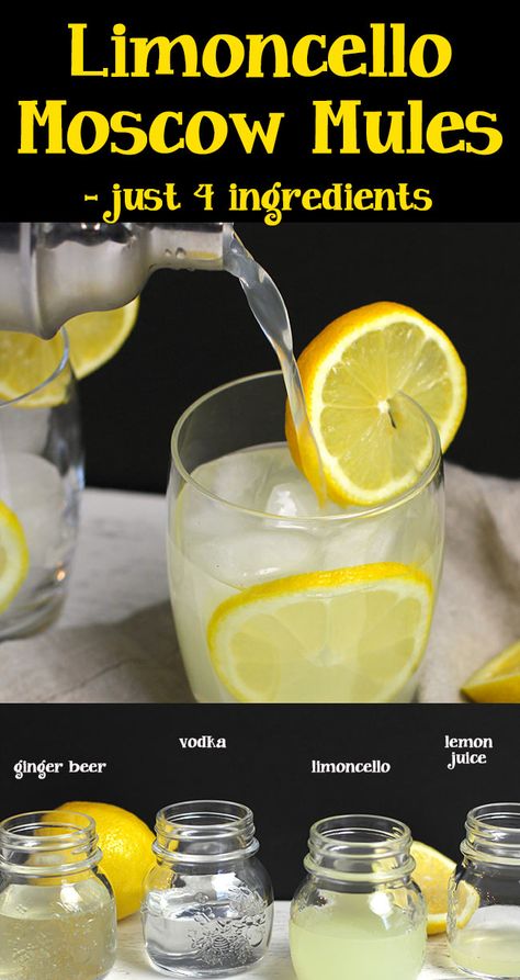 Limoncello Shots, Limoncello Cocktails, Grapefruit Cocktail, Moscow Mules, Boozy Drinks, Mixed Drinks Recipes, Cocktail Drinks Recipes, Vodka Cocktails, Alcohol Drink Recipes