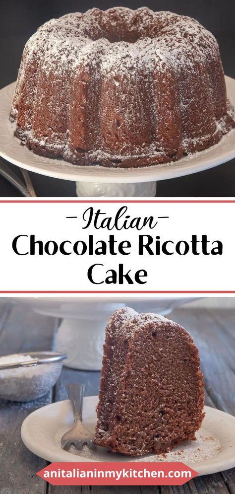 Ricotta Cheese Pound Cake Recipes, Italian Chocolate Ricotta Cake, Dessert Recipes Using Ricotta Cheese, Recipes For Cakes Homemade, Ricotta Pound Cake Recipes, Easy Ricotta Dessert, Chocolate Chip Ricotta Cake, Baking With Ricotta Cheese, Ricotta Baking Recipes