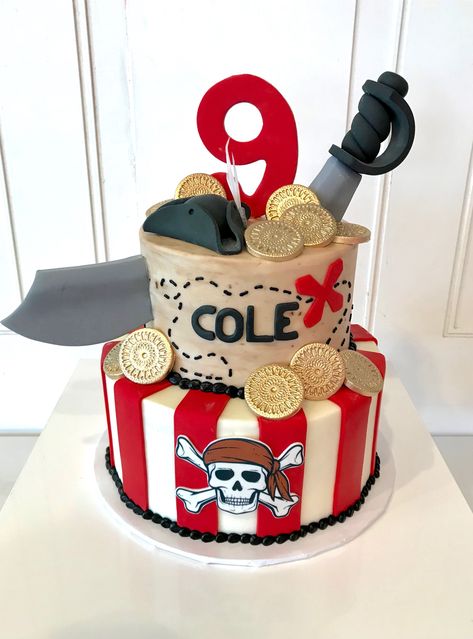 Kids Pirate Party, Pirate Birthday Cake, Mermaid Pirate Party, Pirate Themed Birthday Party, Pirate Themed Birthday, Pirate Cake, Pirate Theme Party, Pirate Birthday Party, Childrens Birthday Cakes