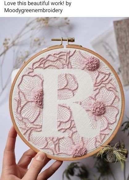 Hand Embroidery Monogram, Hand Embroidery Letters, Handmade Embroidery Designs, Embroidery Letters, Embroidery Monogram, Floral Monogram, Hand Embroidery Pattern, Sewing Embroidery Designs, Floral Letters