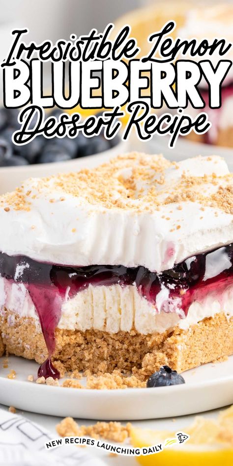 This lemon blueberry dessert is a delightfully tangy treat that will delight the senses with its layers of heavenly sweetness. Lemon Blueberry Dessert Recipes, Blueberry Lush, Berry Desserts, Blueberry Desserts Recipes, Heavenly Desserts, Lemon Treats, Lemon Pound Cake Recipe, Birthday Cake Decorating Ideas, Lemon Dessert