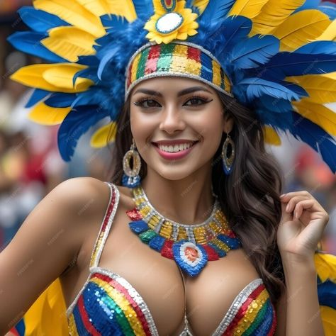 Premium AI Image | There is something special and unique about a beautiful Colombian woman in a carnival costume Perha Colombian Woman, Colombian Women, Carnival Costume, Carnival Costumes, Something Special, Carnival, Beauty, Caracas