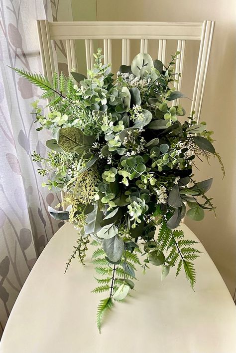 Rustic Greenery Bouquet, Cascading Greenery Bouquet, All Greenery Bouquet, Greenery Bridesmaid Bouquet, Cascade Wedding Bouquet, Greenery Bridal Bouquet, Fern Bouquet, Wildflower Bridal Bouquets, Eucalyptus Flowers