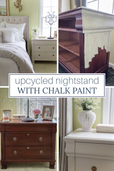 Diy Painted Nightstand, Painted Nightstand Ideas, Bedside Tables Diy, Painted Nightstands, Painted Bedside Tables, Dark Wood Bedroom Furniture, Modern Bedroom Wardrobe, Dark Wood Bedroom, French Painted Furniture