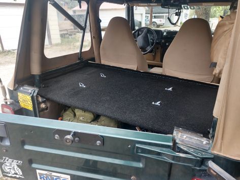 99 Jeep Wrangler Tj, Jeep Tj Rear Storage Diy, Jeep Tj Overland, Wrangler Tj Mods, Jeep Wrangler Storage Ideas, Jeep Storage Ideas, Jeep Storage, Jeep Tj Ideas Wrangler Tj, Jeep Tj Ideas