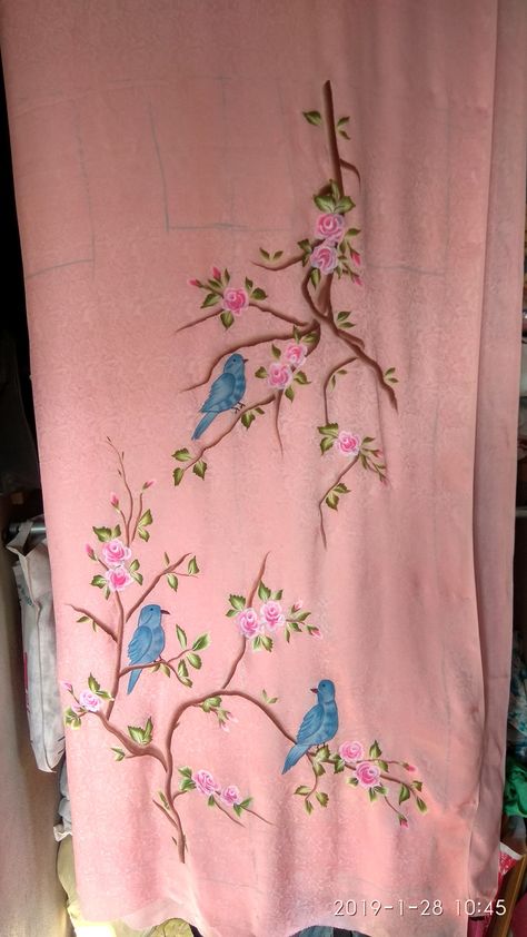 Brush Paint Suit Designs, Bedsheet Painting, Paint Suit Design For Women, Painting Sarees, Flower Drawing For Kids, Acrylic Paint On Fabric, Dupatta Painting, Fabric Colour Painting, Water Paintings