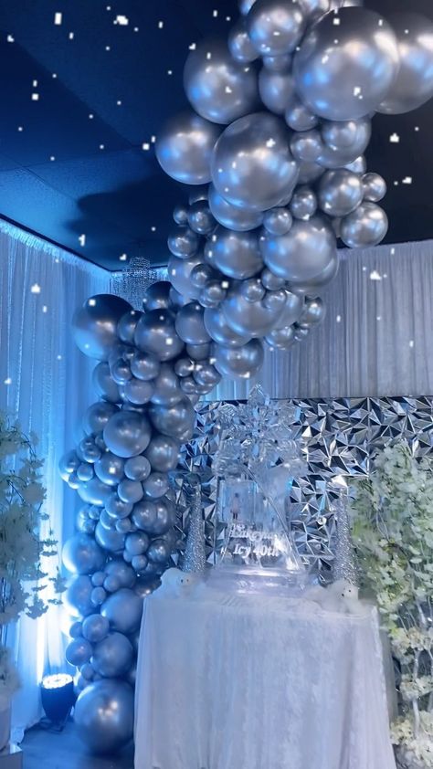 mypartyqueen_ on Instagram: La’Keyia’s Icy 40th Thank you @blondebombshell4real for choosing us. www.mypartyqueen.com 248-234-4251 @imagesofheavenevents… Bd Decoration Ideas, Diamond Theme Birthday Party, Diamonds Birthday Party Theme, Icy Birthday Theme, Diamond Jubilee Theme Party, Diamond Party Theme, Diamond Party Decorations, Diamonds Theme Party, Diamond Jubilee Birthday