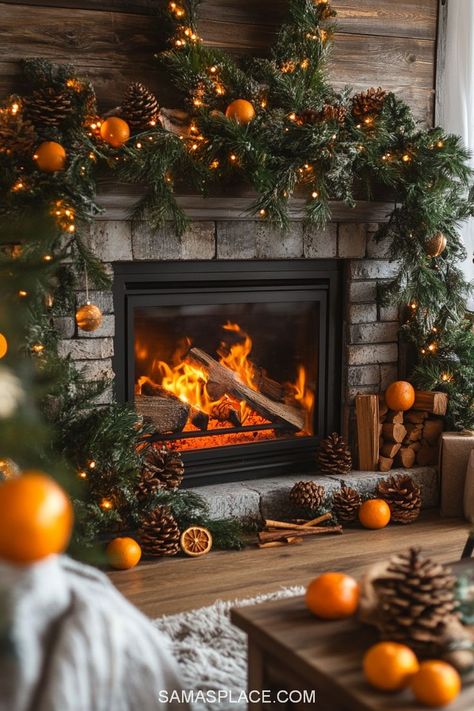 Deck out your fireplace with these 21+ stunning decor ideas for Christmas 2024! Adorn your mantel with garlands featuring lights, ornaments, and ribbons to create a warm holiday glow. Add classic stockings, rustic wooden accents, or modern metallics for a unique touch. #ChristmasFireplaceDecor #HolidayMantelIdeas #FestiveDecor2024 #ChristmasHomeInspo Christmas Aesthetic Fireplace, Rustic Fireplace Ideas, Aesthetic Fireplace, Festive Fireplace, Cozy Christmas Aesthetic, Decor Ideas For Christmas, Fireplace Decor Ideas, Christmas Mantel Decor, Rustic Fireplace