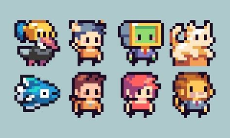 Chibi Pixel Art, How To Pixel Art, Piskel Art, Pixel Characters, Pixel Animation, Pixel Art Tutorial, Arte 8 Bits, 8bit Art, Cool Pixel Art