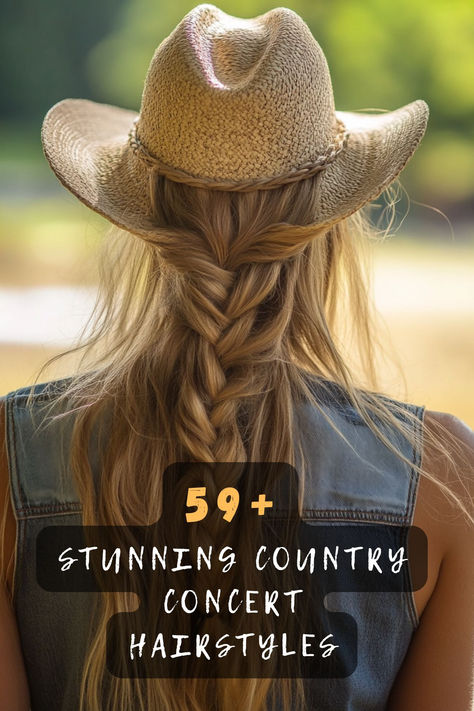 Get Concert-Ready With Trendy Hairstyles You Can Wear At Country Concerts! Check Out 58 Styles That Will Keep You Looking Fabulous While You Enjoy The Show. Click To Discover More Ideas And Find Your Perfect Concert Hair! 🌟🎤💖  #ConcertHair #CountryConcert #HairstyleInspo #FestivalLooks #HairIdeas #CountryMusic #StylishHair Cute Western Hairstyles, Country Concert Hairstyles, Western Hairstyles, Concert Hair, Southern Hair, Concert Hairstyles, Country Music Concerts, Try On Hairstyles, Music Concerts