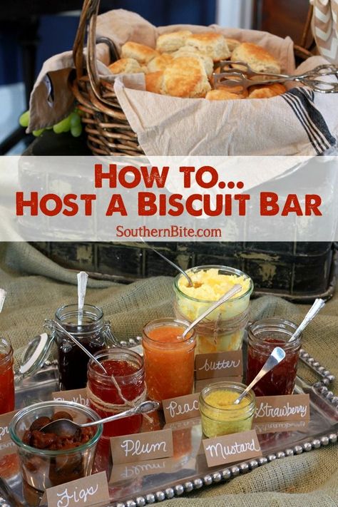 Hosting a Biscuit bar is a fun and different way to feed guests at your next party! Event Snacks, Biscuit Bar, Breakfast Party, Baby Shower Brunch, Sporting Event, Food Stations, Birthday Brunch, Party Platters, Christmas Brunch