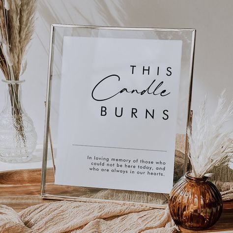 Candle Sign, Burnt Orange Wedding, Script Heart, Memorial Wedding, Modern Wedding Reception, Wedding Memorial Sign, Contemporary Typography, Black Calligraphy, Boho Wildflower