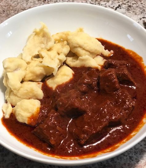 Austrian Beef Goulash Austrian Goulash Soup, Beef Goulash Recipes Hungarian, Authentic Goulash Recipes, Goulash Soup Hungarian, Austrian Goulash Recipes, Authentic Hungarian Goulash, Traditional Hungarian Goulash Recipes, Romanian Goulash, Hungarian Goulash Recipes Easy Ground Beef