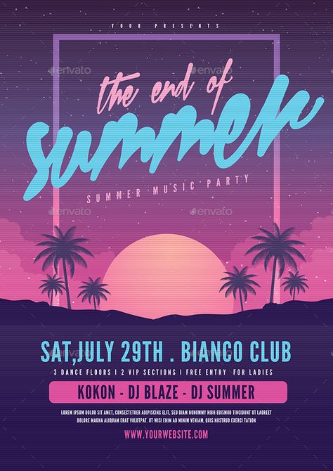 End Of Summer Party, Night Photography Portrait, Summer Party Flyer, End Of Year Party, Summer Party Themes, Festival Inspo, Birthday Club, Summer Poster, Club Poster