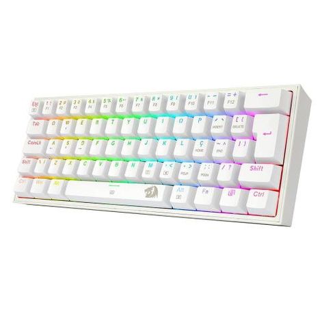 Teclado mecânico gamer fizz branco rgb switch red abnt2 - k617-rgb-w-red marca:redragon modelo:k617-rgb-w (pt-red) cor:branco switch:redragon mk.ii diy vermelho acionamento:mecânico hotswap diy:sim formato:60% design:carcaça alta layout:abnt2 conectividade:usb 2.0 tipo c altura ajustável:sim materiais do case:plástico abs iluminação:rgb redragon chroma mk.ii rollover:n-key rollover comprimento do cabo:1.8 m keycaps:abs doubleshot Pc Gamer, 8 M, Layout, Rainbow, Magazine, Led