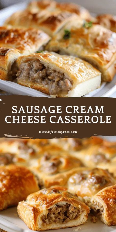 Sausage Cream Cheese Casserole (Only 3 Ingredients) Sausage Cream Cheese Casserole, Cream Cheese Casserole, Sausage Cream Cheese Crescent Rolls, Ground Sausage Recipes, Sausage Cream Cheese, Sausage Casserole Recipes, Cravings Recipes, Sausage Recipes For Dinner, Bread Pull Apart Recipes