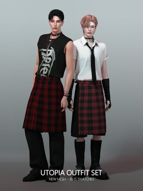 UTOPIA Outfit Set | Patreon Sims 4 Male Techwear, Cheerleader Skirt, Sims 4 Male Clothes, Cc Patreon, Sims 4 Cc Skin, Sims 4 Dresses, Sims4 Clothes, Sims 4 Cc Packs, Sims4 Cc