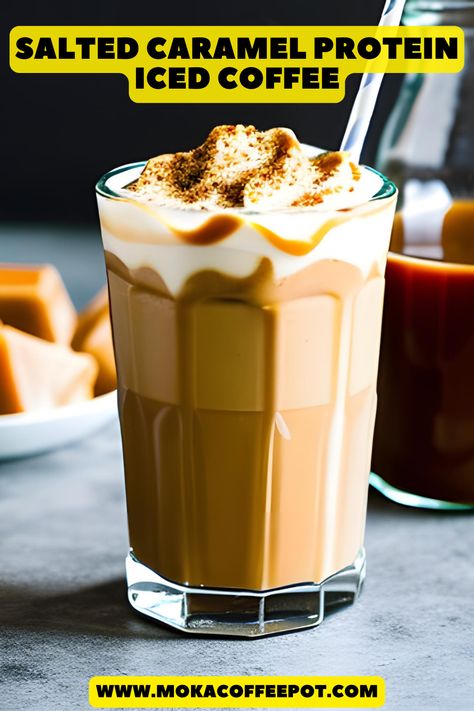 Iced Protein Coffee, Ice Coffee Protein Shake, Ice Coffee With Protein Shake, Caramel Protein Coffee, Cold Coffee Protein Drink, Premier Protein Caramel Iced Coffee, Caramel Coffee Protein Shake, Salted Caramel Protein Shake, Flavored Coffee Recipes