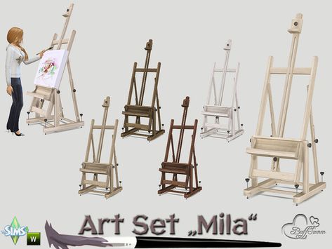 BuffSumm's Art Set Mila Easel Sims 4 Cc Art Supplies, Sims 4 Easel Cc, Sims 4 Cc Art Studio, Sims 4 Cc Art Easel, Sims 4 Painting Easel Cc, Sims 4 Oil Painting Cc, Sims 4 Build Cc Paintings, Sims 4 Medieval, Sims4 Furniture